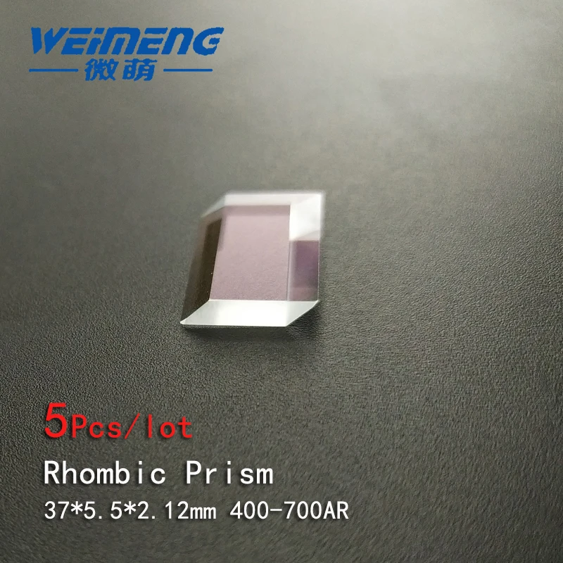 Weimeng 5pcs rhombic prism laser lens 37*5.5*2.12mm 400-700nm AR  coating  H-K9L material forstereomicroscope, periscope,optical