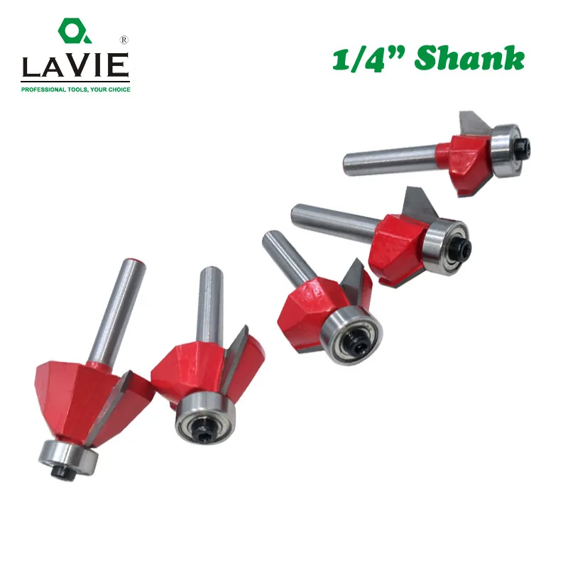 1pc 6mm or 6.35mm Shank 45 Degree Chamfer Router Bit Edge Forming Bevel Woodworking Milling Cutter for Wood Bits MC01130