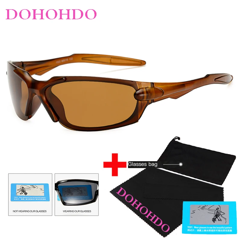 DOHOHDO Sport Polarized Sunglasses Polaroid Sun Glasses Mirror Windproof Goggles UV400 Sunglasses For Men Women Eyewear With Bag