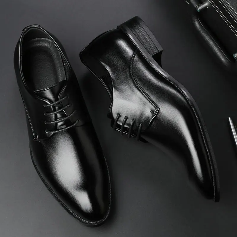 Men Dress Shoes Luxury Fashion Men Formal Leather Pointed Toe Shoes Wedding Shoes Men Business Casual Oxford Shoes D12-25
