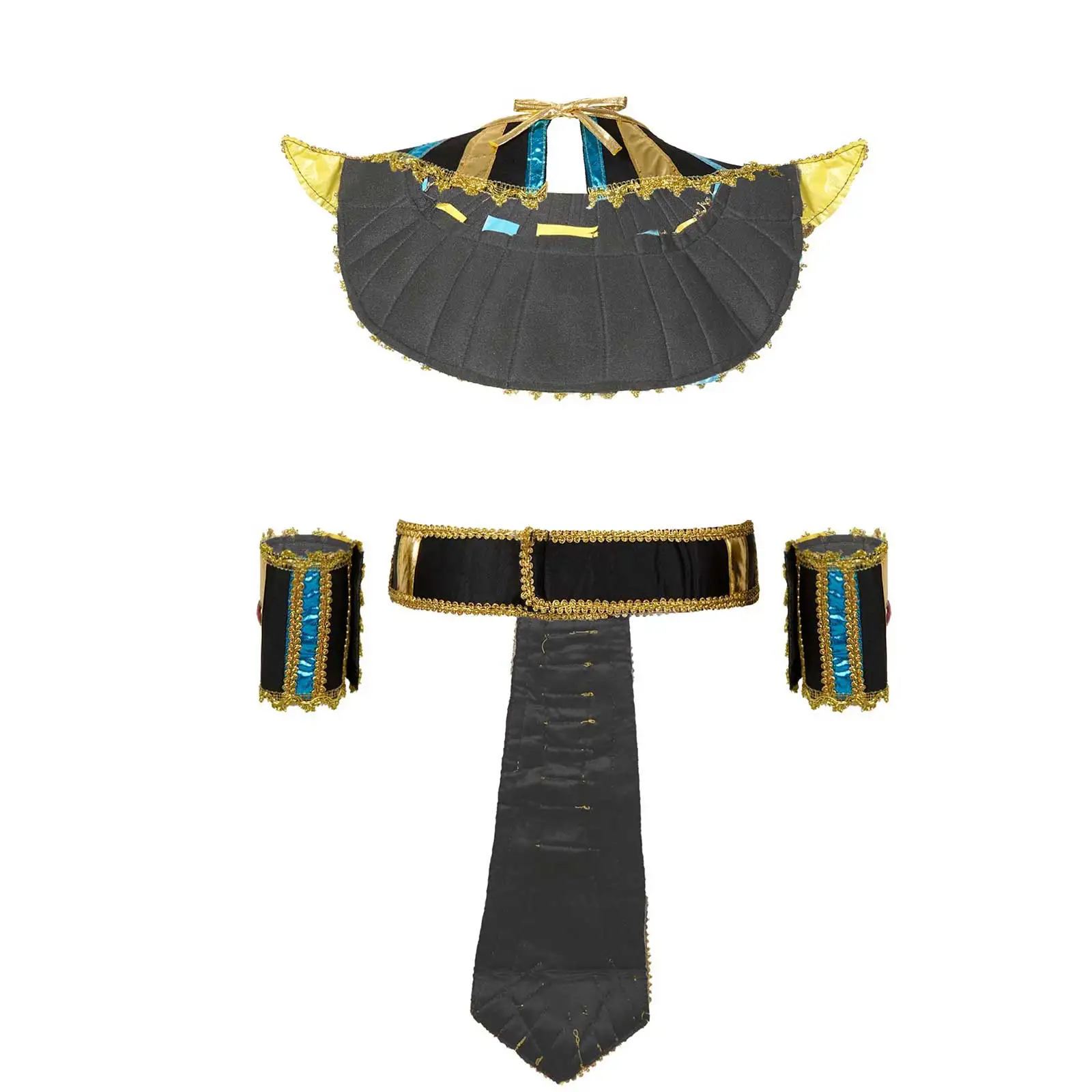 Egyptian Pharaoh Priest Costume Women Men Egypt King Clothes Cleopatra Queen Belt Collar Cane Dressing Halloween Party Carnival