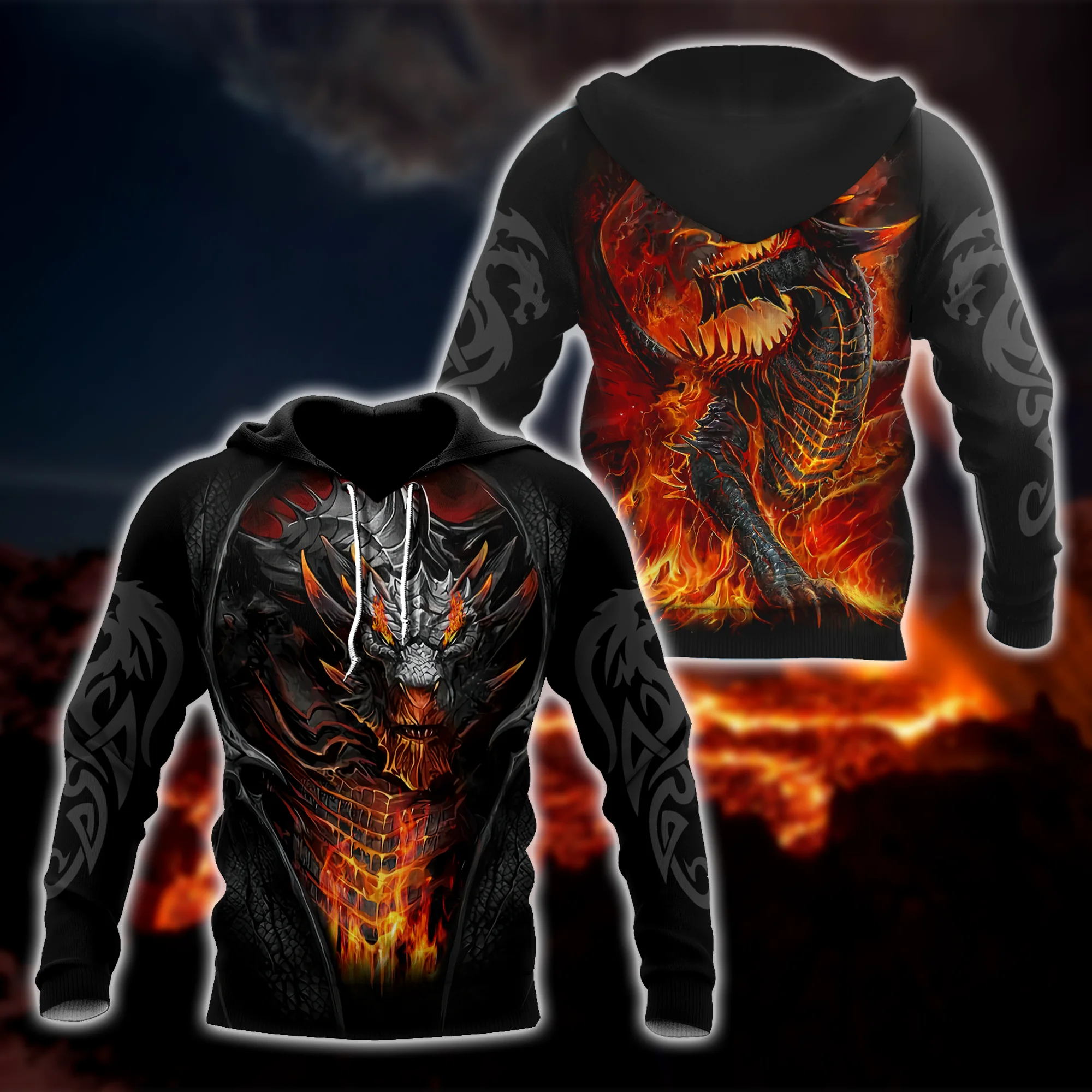 Beautiful Fire Dragon Tattoo 3D Printed Mens Hoodie Unisex hoodies Sweatshirt Autumn Streetwear Casual Jacket Tracksuit KJ747