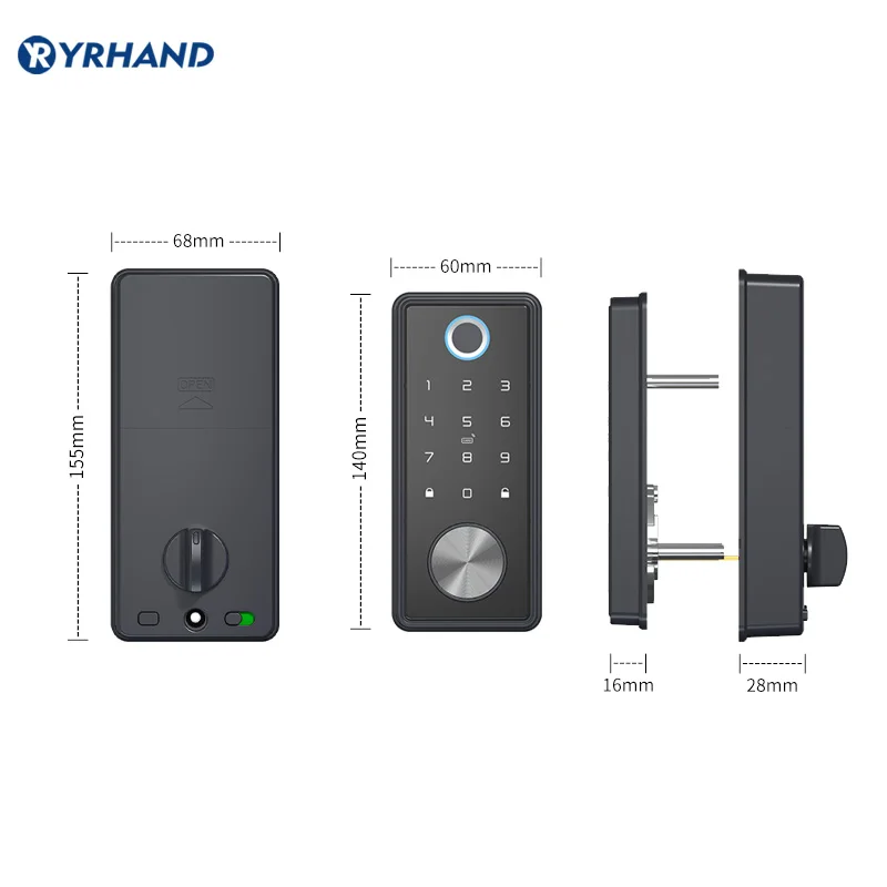 Imagem -03 - Tuya-electronic Smart Door Lock sem Alça Impressão Digital Keyless Biométrico Deadbolt Wi-fi