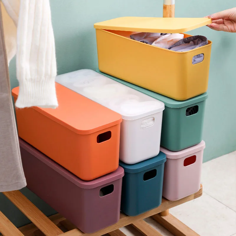 Sundries storage box high and narrow desktop cosmetics finishing box with lid household living room snacks crevice storage box