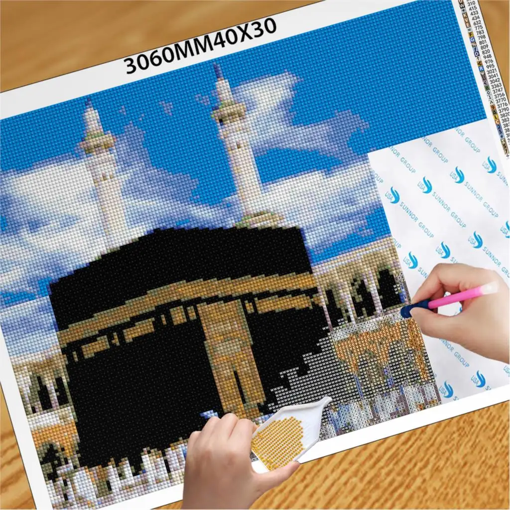 5D DIY Diamond Painting Full Square Diamond Mosaic Mosque Picture Of Rhinestone Embroidery Religion Decor Home Islamism