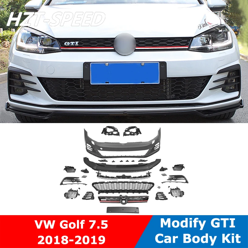 Golf 7.5 ABS Unpainted Front Rear Bumper Side Skirts Car Body Kit For VW Golf 7.5 Modify GTI Style 2018-2019