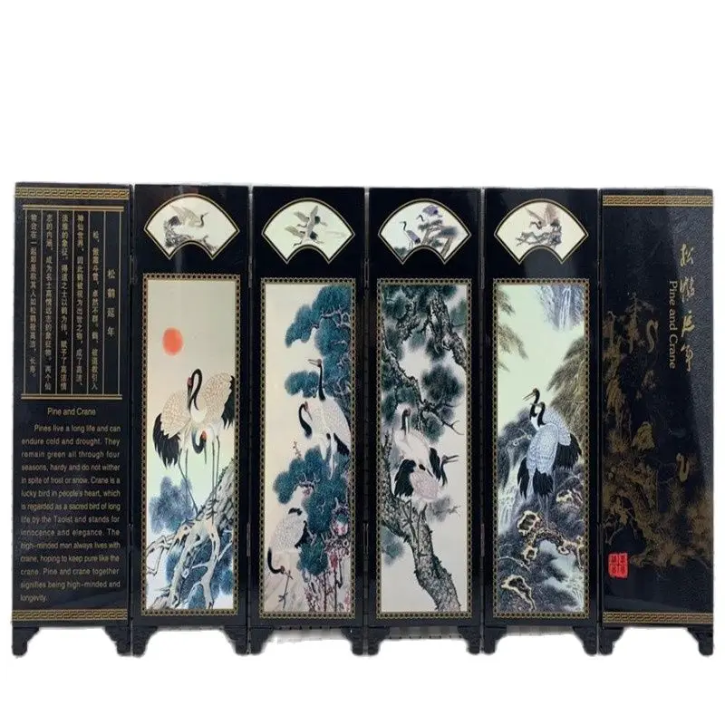 

Folding And Double Faced Chinese Movable Screen Painting Decorative Picture Pine Crane Chart