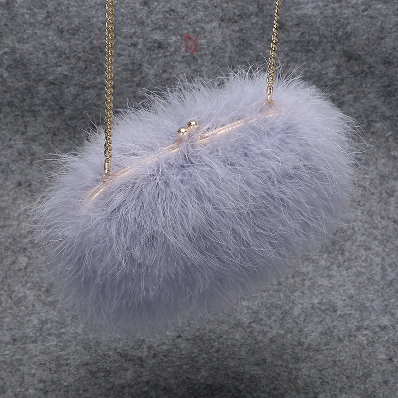 accessorize real ostrich feather bag wedding occasion fluffy fur bag cross body women bag B17