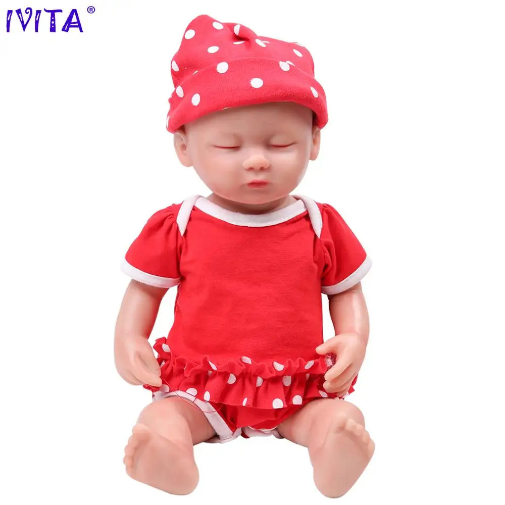 

IVITA WG1509 38cm 1420g 100% Full Body Silicone Reborn Baby Dolls Realistic Girl Soft Newborn Doll for Children Christmas Toys