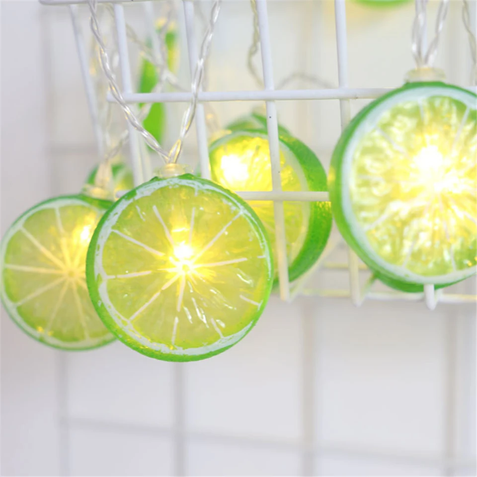 20LEDS String Nightlight 1.5M 10LEDS/ 3M  AA Battery Case Fruit Warm White Orange Yellow Green Lemon LED Bedroom Decoration