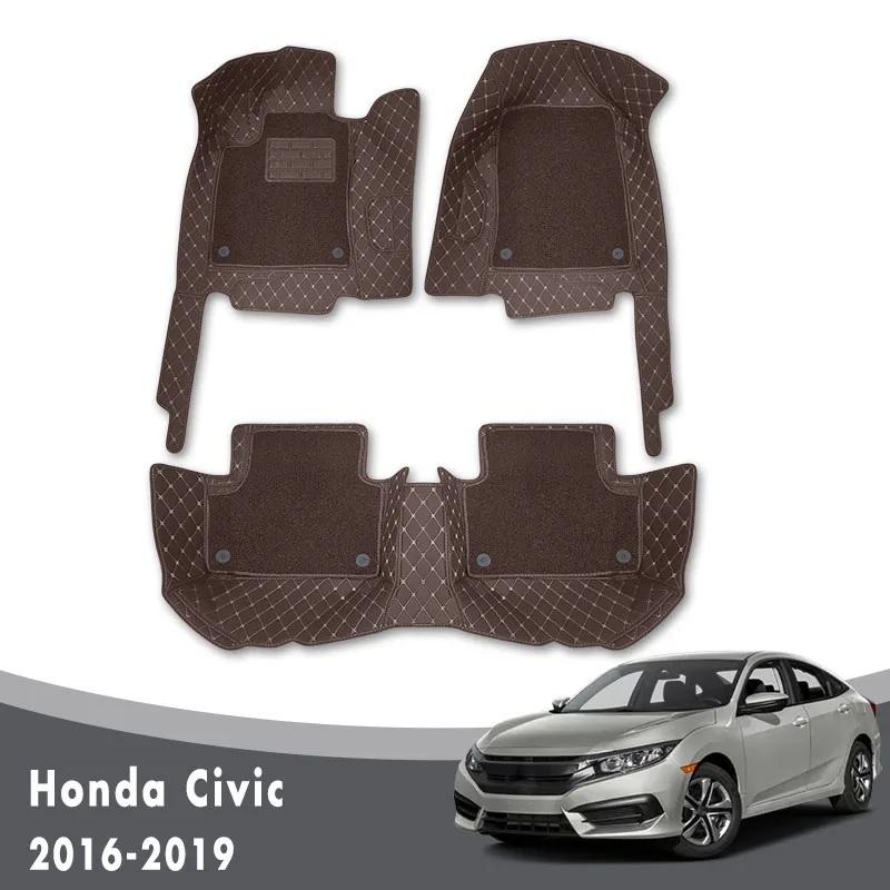 LHD Car Floor Mats For Honda Civic 10th Sedan 2016 2017 2018 2019 Car Styling Accessories Removable Wire loop Carpets 3pcs/set