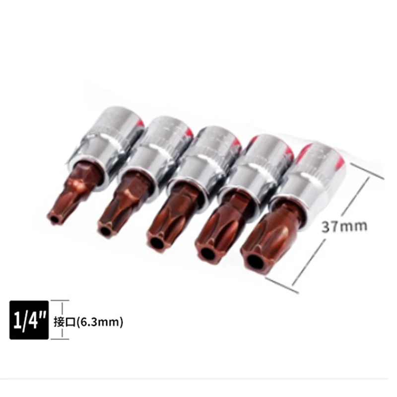 1/4 Drive Torx Star Pentalobe Cacciavite Bit Socket Set Casa Tool Kit di Riparazione Auto Cr-V Presa Bit T10-T50 con Presa di Supporto