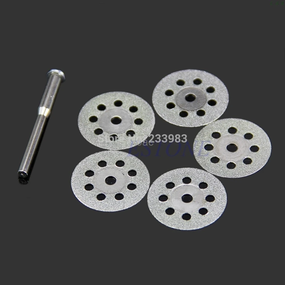 Mini 22mm 5PCS Sharp Rotary Diamond Cutting Discs Disks Dremel Tools With A Rod  M05 dropship