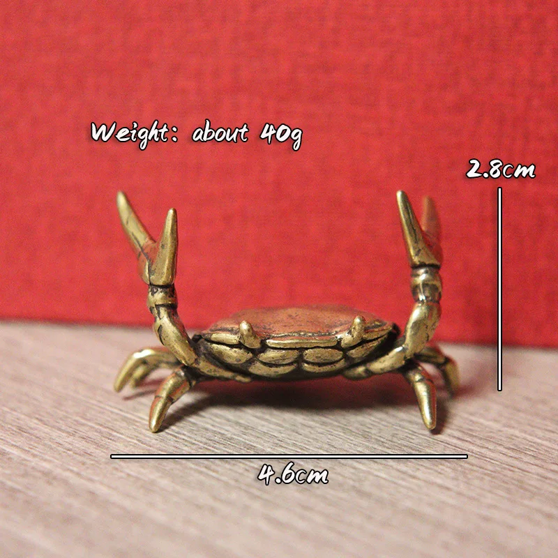 Retro Brass Weightlifting Crab Miniatures Figurines Pen Holder Desktop Ornament Animal Craft Creative Gift Small Rack Decoration