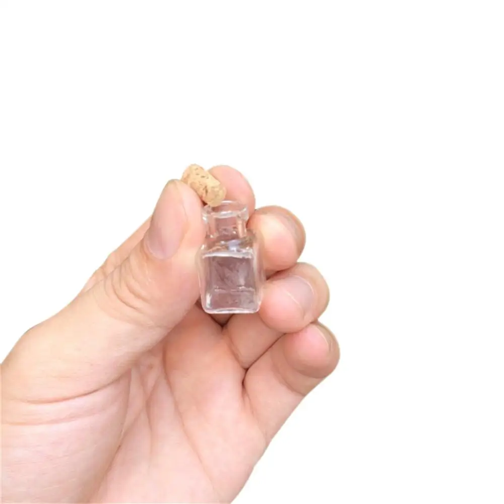 

100Pcs 3ml Mini Clear Rectangular Glass Bottles with Cork Art Craft Perfume Wishing Sub Vials Trinket Pendant Jewelry