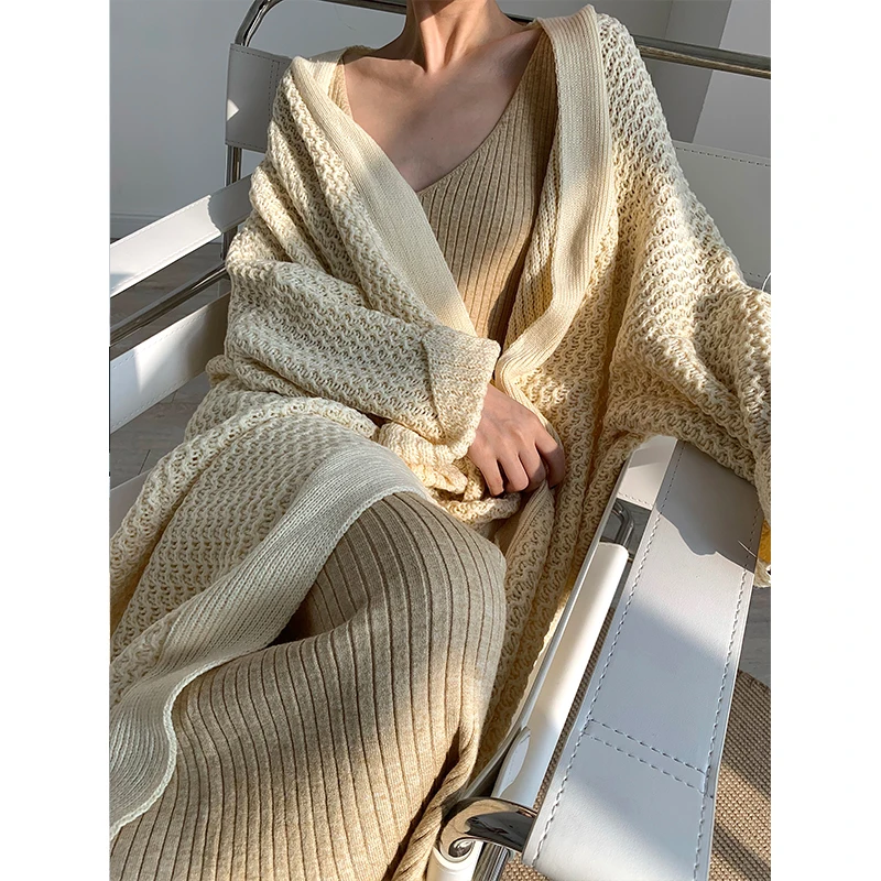 [ZAYAU]The New Autumn and Winter Wool Feel Skin-friendly Thick Soft Cute Lazy Hand-knit Sweater Long 2021