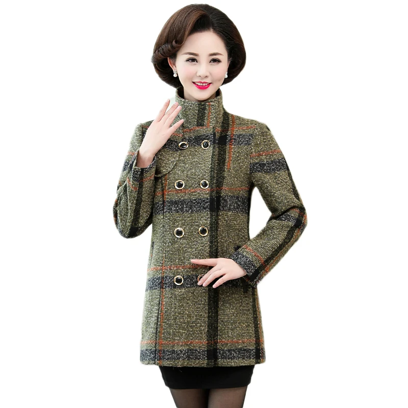 Korean Woolen Coat Women Outerwear New Autumn Winter Wool Jacket Female Fashion Oversize Loose Plaid Windbreaker Mom Casual Coat