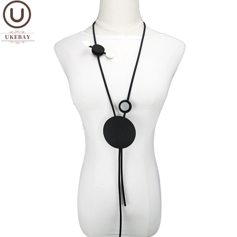 

UKEBAY New Long Necklaces Statement Jewelry Women Goth Pendant Necklace Wood Accessories Ethnic Sweater Chains For Party Wedding