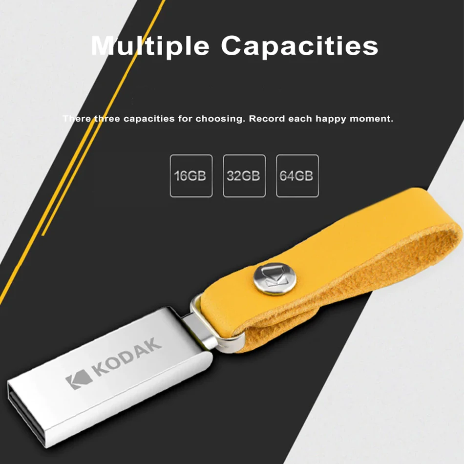 Kodak K123 Metalen Pen Drive USB3.0 16Gb 32Gb 64Gb 128Gb USB2.0 Usb Flash Drive Mini Memoria usb Lederen Landyard Voor Sleutels