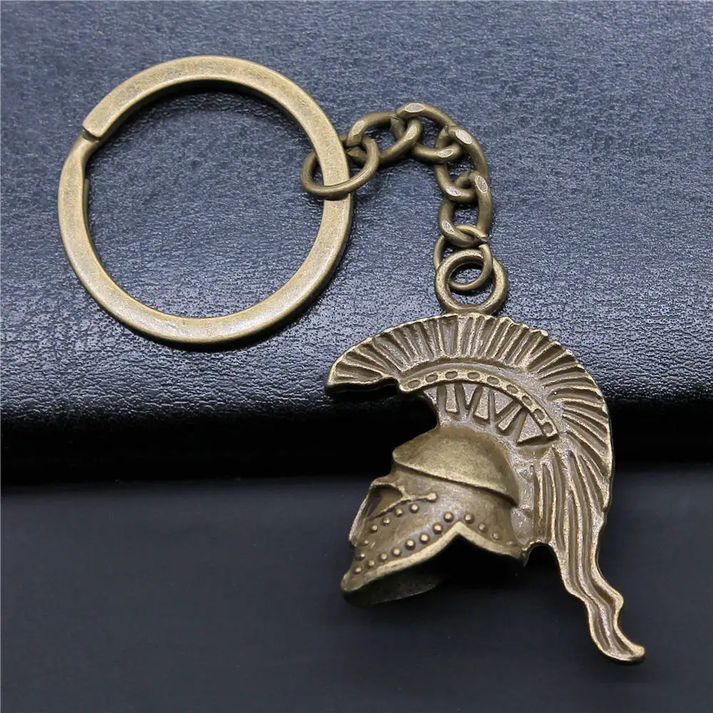 1 Piece Jewelry Car Key Chain Party Gift Keychains 36x28x14mm 3D Retro Roman Soldier Helmet Charms Key Rings