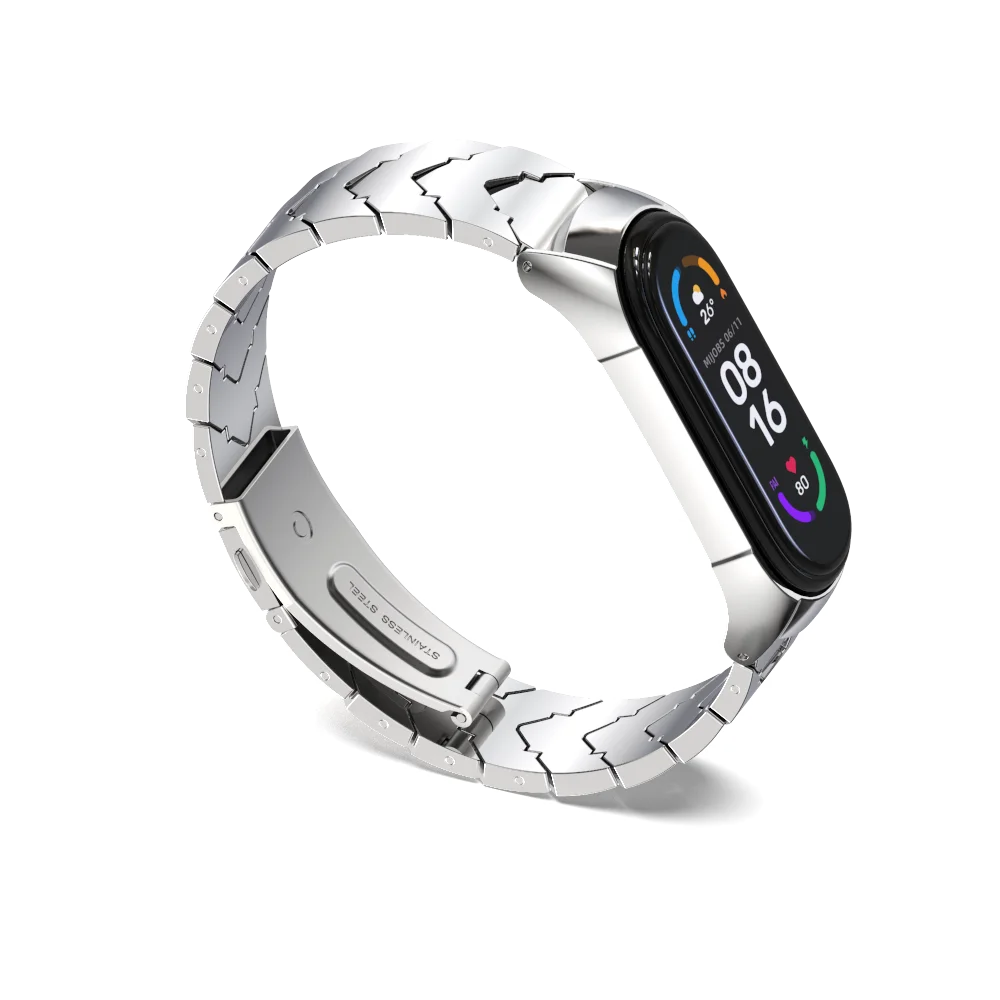 Металлический браслет для Mi Band 6, браслет для Mi Band 5 4 3, с NFC