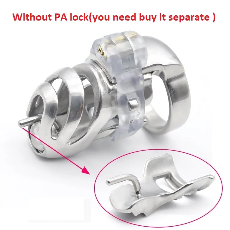 Stainless Steel 3D Male Short Cock Cage Detachable PA Lock Substitutable Nail Penis Ring Chastity Device BDSM Sex Toy A359