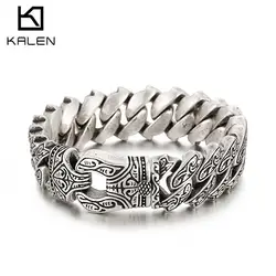 21mm Vintage Silver Color Cuban Bracelet Mens Stainless Steel 316 Personality Jewelry