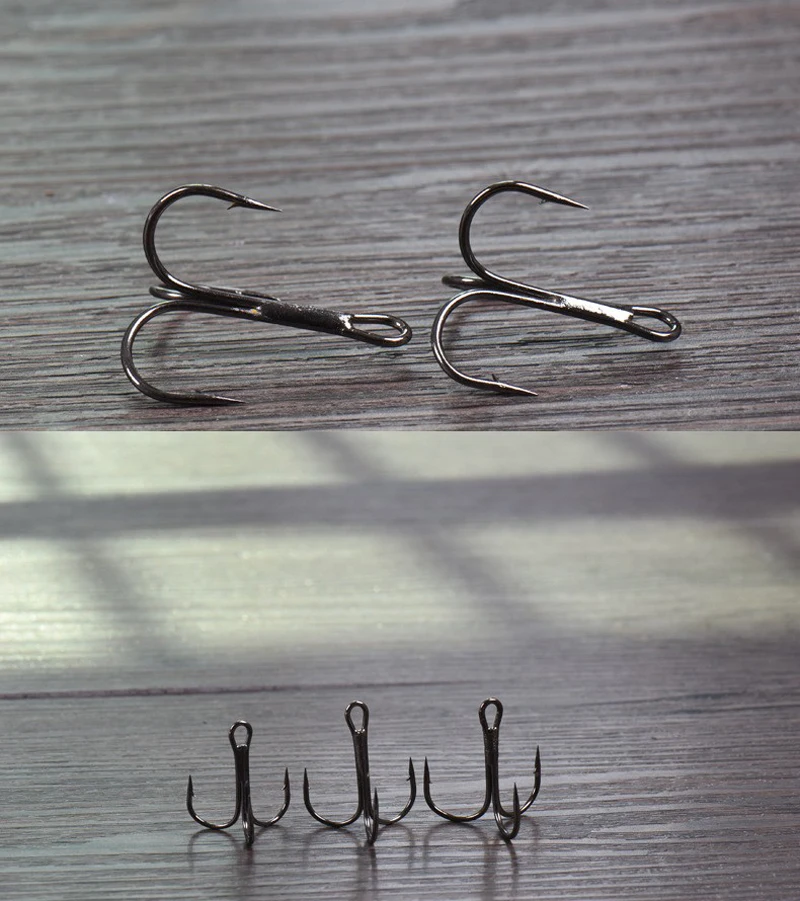 100pcs Multiple Size Treble Hooks Fishing Hook for Lures Size 12 10 8 6 4 2 1 1/0 2/0 3/0 4/0 5/0 Black Color [YG0001]