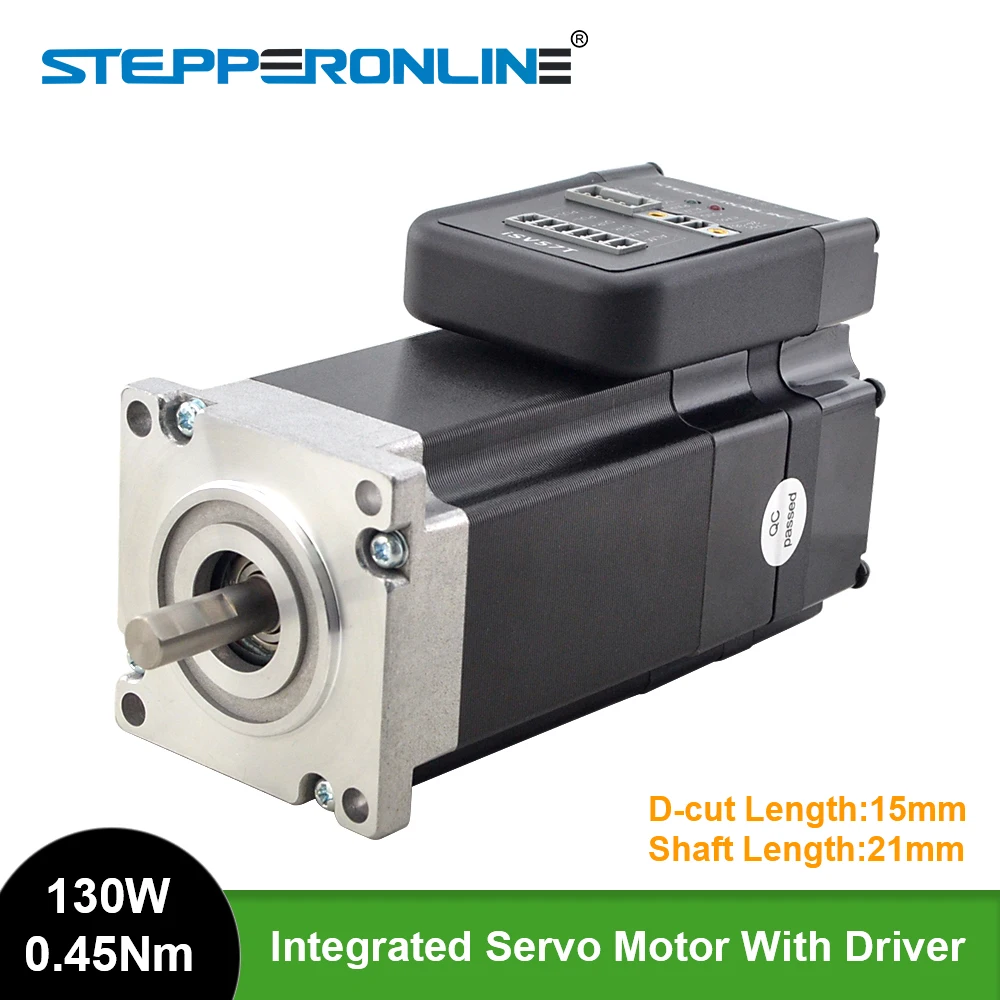 stepperonline 130w 045nm nema 23 servo motor integrado com motorista 3000rpm 2050vdc brushless dc servo motor eixo curto 01