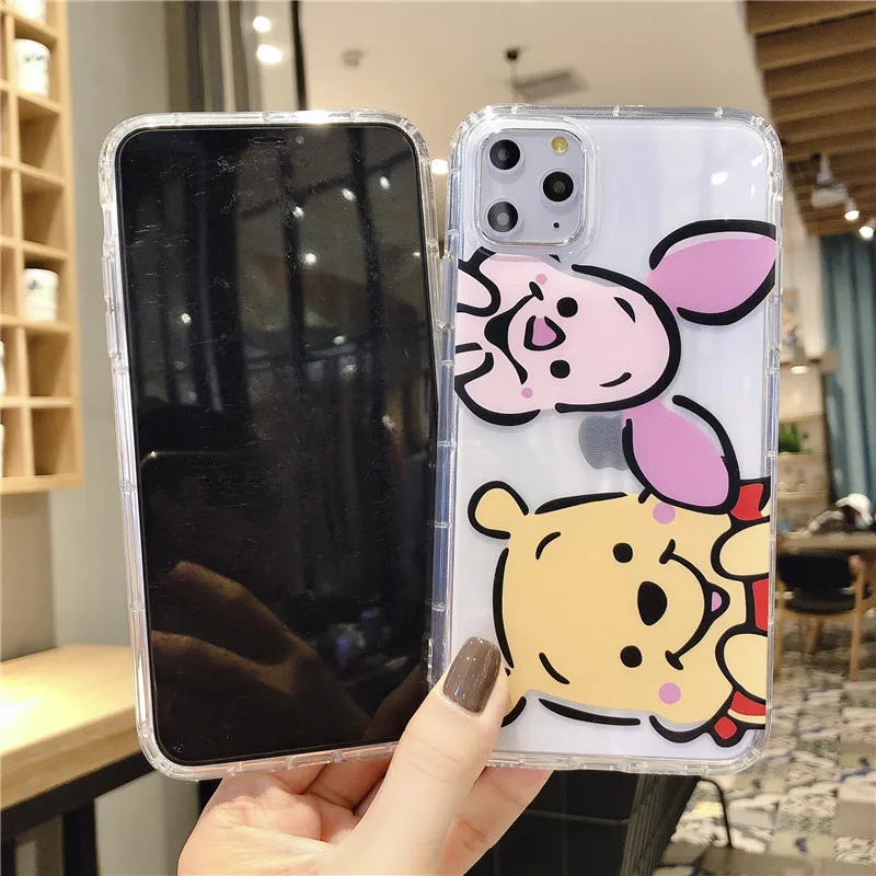 Custodia morbida Cartoon Disney Winnie the Pooh per iPhone 12 Pro 11 Pro XS Max X XR 7 8 Plus Cover posteriore Silicone TPU Shell anticaduta