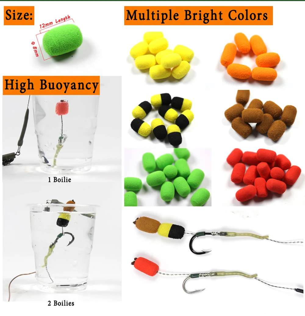 20PCS Carp Fishing Method Feeder Fishing Tools Carp Feeder Fishing Foam Baits Pop Ups Hook Baits Fishing Tackle Accessories