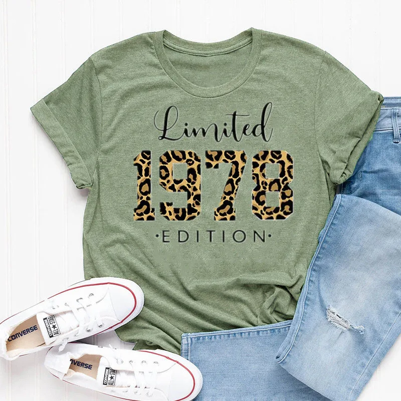 

plus fashion womens leopard 1978 print t shirts,Limited Edition Shirt, Vintage plaid 1978 t shirt for women,43rd Birthday Shirt,