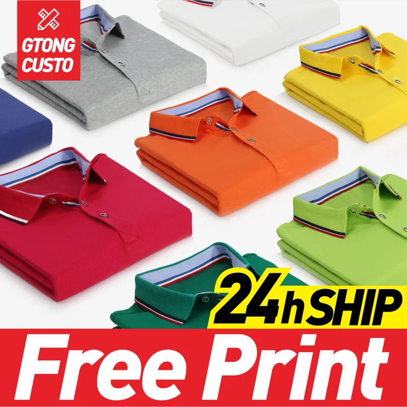 GTONG Custom Tshirt Tops Polo Shirts For Men Diy Logo Summer Work Clothes Print Corporate Culture Shirt Team Employee Printing
