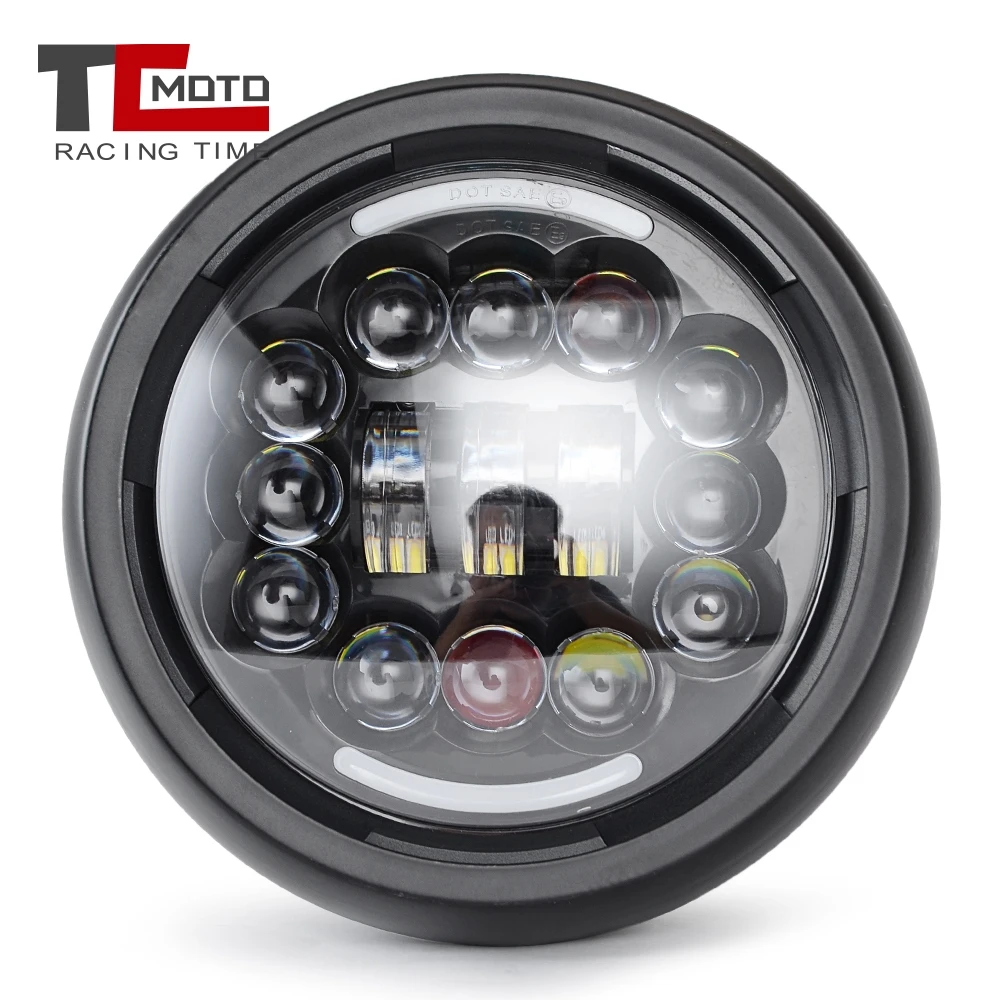 7.5 inch Led Headlight Halo Ring White DRL Angel Eye For Harley Bobber Honda Yamaha Kawasaki Cafe Racer Motorcycle 7.5