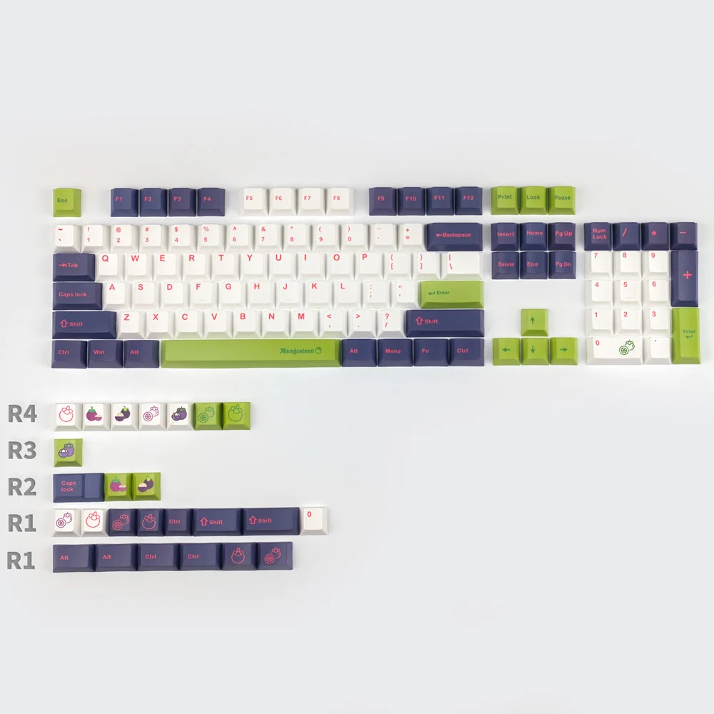 

129 Keys/set Mangosteen Keycaps PBT 5 Sides Dye Sublimation Key Caps Cherry Profile Keycap With 1.75u 2u Shift 1.5u Alt Ctrl