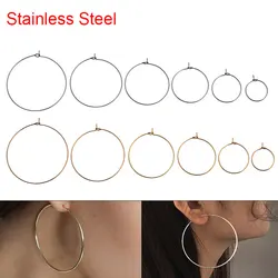 30pcs 316L Stainless Steel Big Hoops Circle Earrings Lot 20 30 40 MM Hypoallergenic Earring Hooks Wire For Diy Jewelry Making