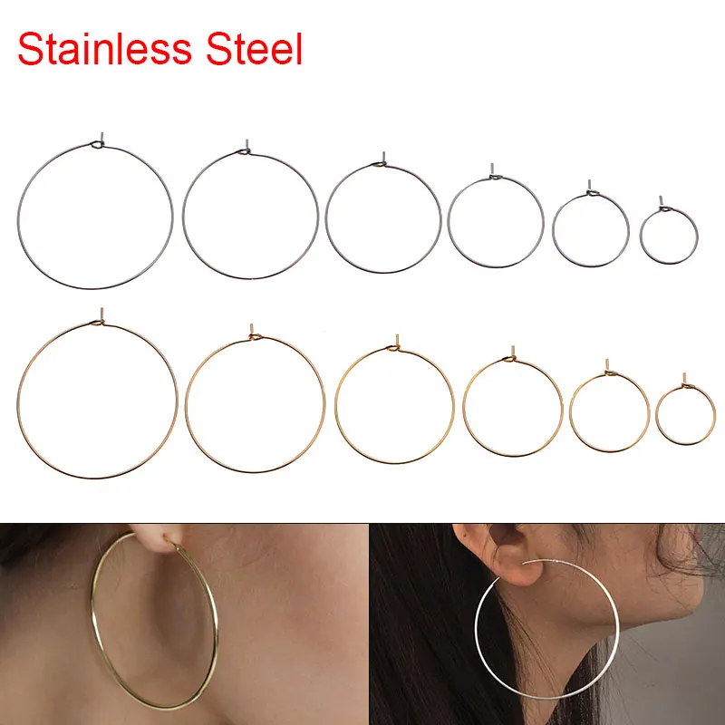 30 sztuk kolczyków ze stali nierdzewnej 316L Big Hoops Circle Lot 20 30 40 MM Hipoalergiczne haczyki na kolczyki Drut do tworzenia biżuterii Diy