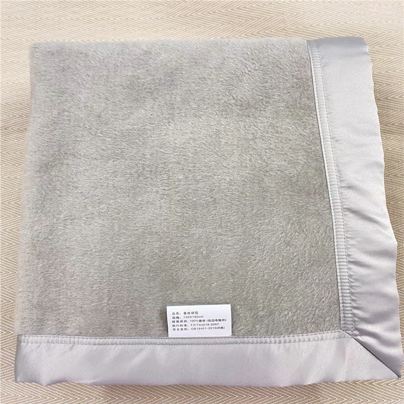 One Silk Blanket 100% Mulberry Silk Brushed King Size 200 x 230 cm Light Purple Gray Warm Camel Colors Customize