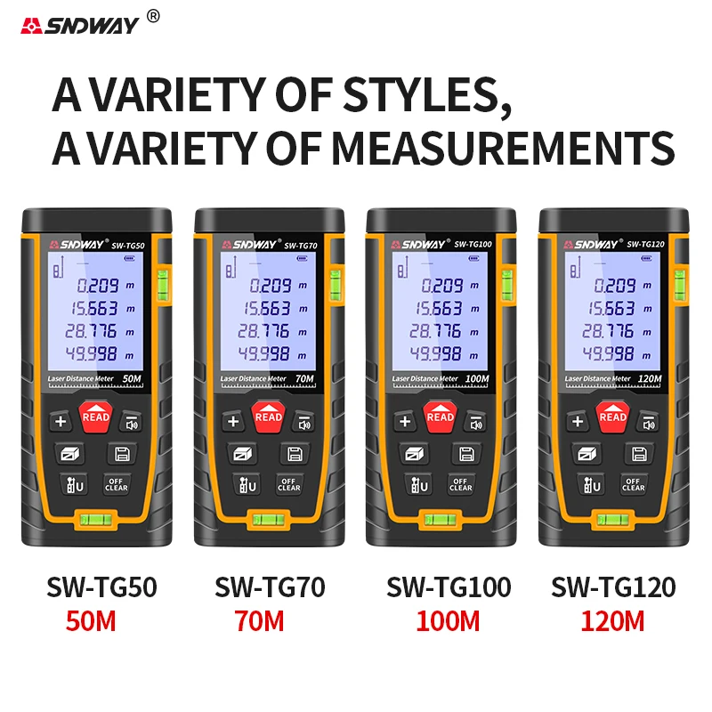 SNDWAY telemetro Laser misuratore di distanza Laser ad alta precisione nastro di misurazione pagoda Trena Metro strumenti di costruzione a doppio livello
