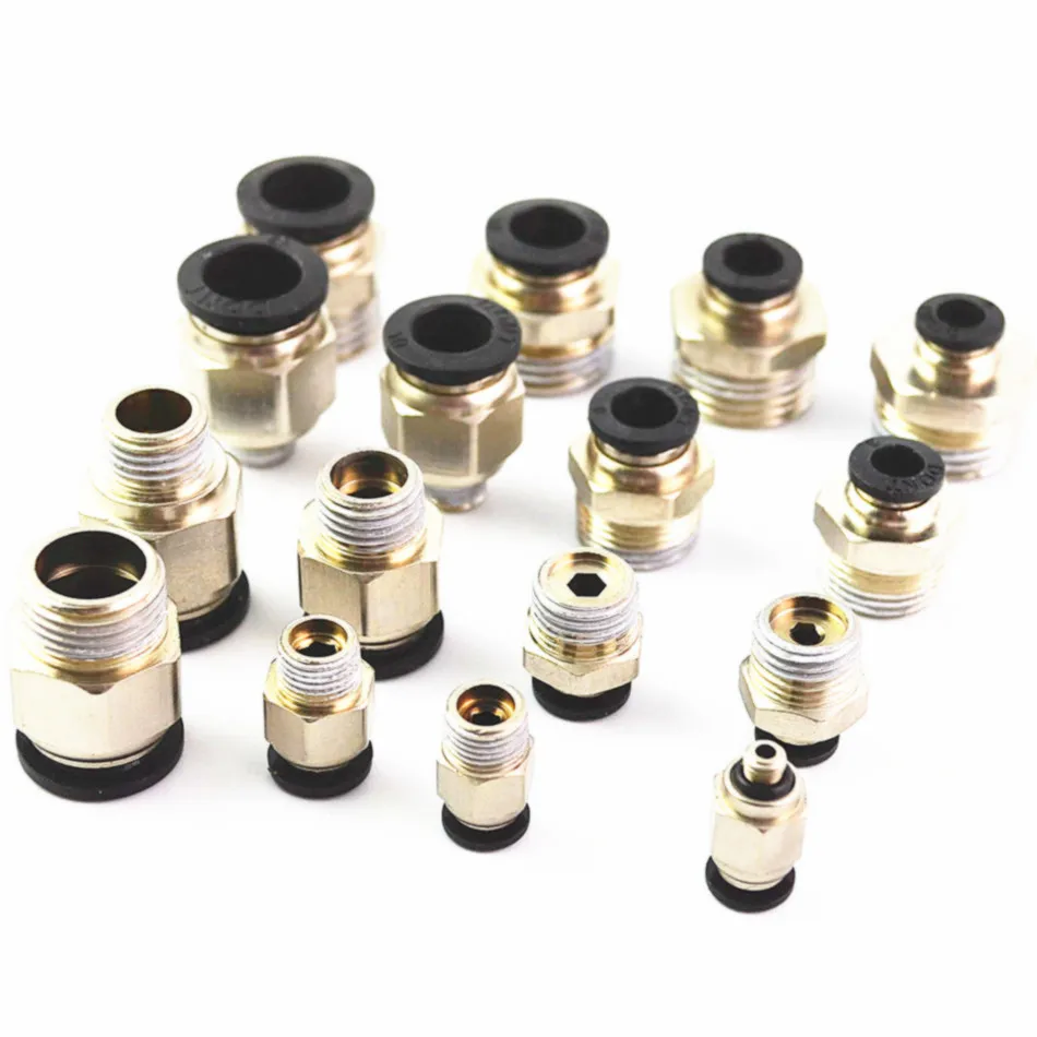 Black Male Straight Connector Tube 4mm 6mm 8mm 10mm 12m to 1/8'' 1/4'' 3/8'' 1/2'' Thread Push In To Connect Fitting