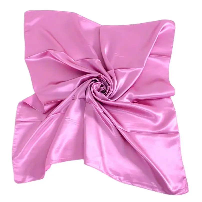 BYSIFA Ladies Plain Silk Scarves Trendy Fashion Accessories Spring Autumn Women Decorative Head Scarves New Purple Pink Scarves