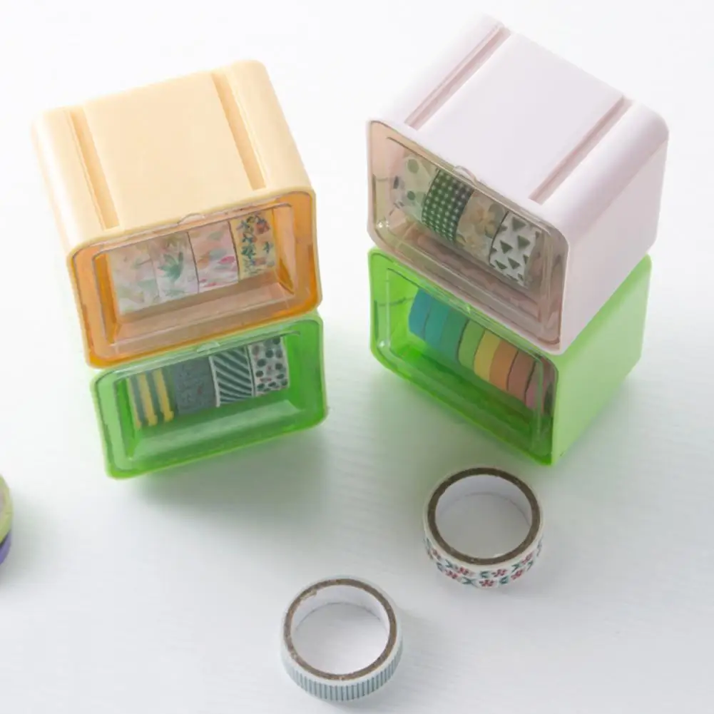 Mini Transparent Visible Desktop Multi Washi Masking Tape Dispenser Plastic Tape Storage Boxes Universal for Dorm