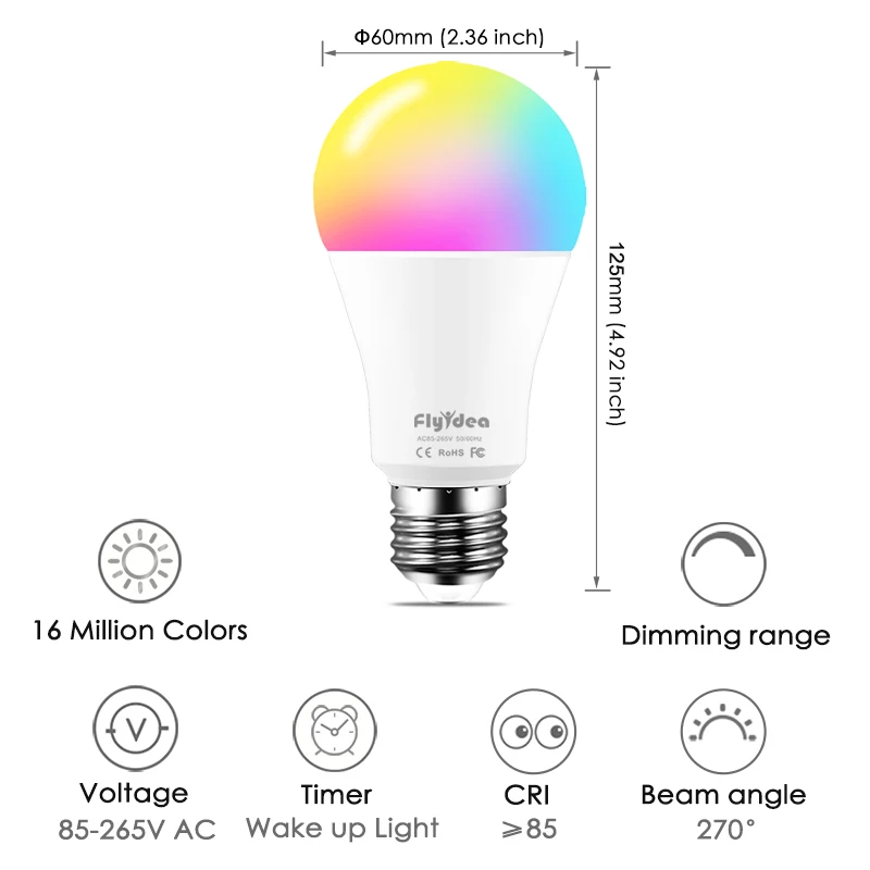 Yandex-bombilla inteligente Alice, luz RGB E27 de 15W con WiFi, 220V y 110V, regulable, con Control de voz y asistente de Google Home Alexa