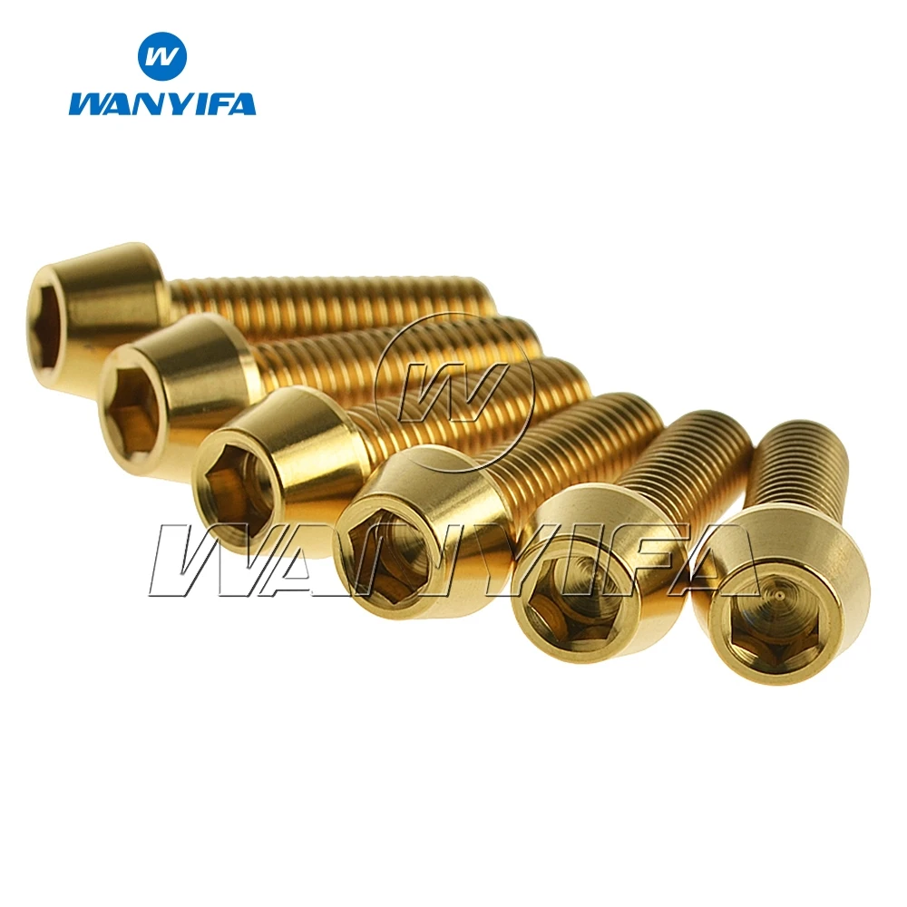 Wanyifa Titanium M5 x 16mm M5 x18mm Allen Key Taper Head Bolt Screw for Bicycle Stem Seatpost 6pcs