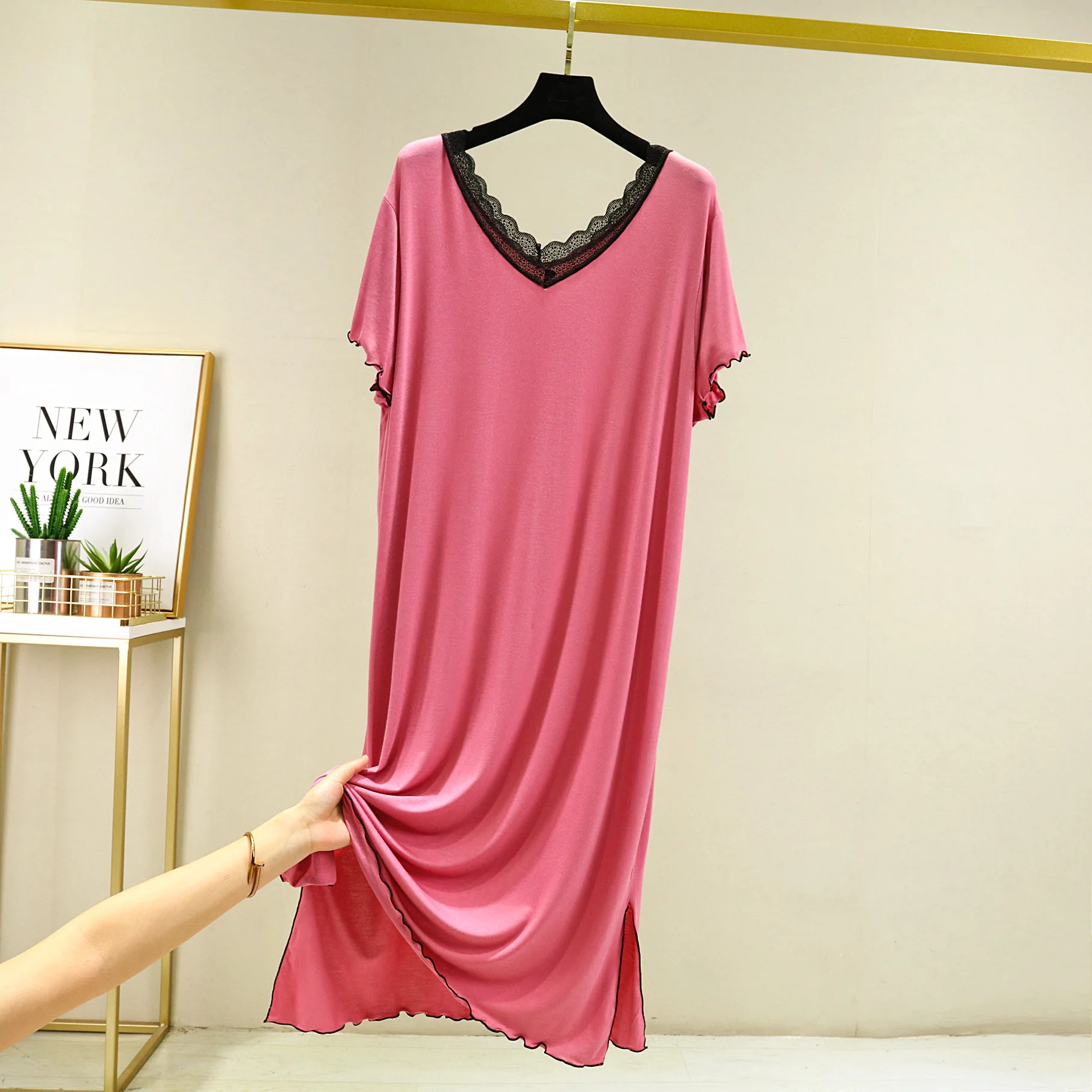 2023 New Spring Summer Cotton Nightgown Women Nightdress Sleepwear Short Sleeve Night Midi Dress Female Nighties Nightwear