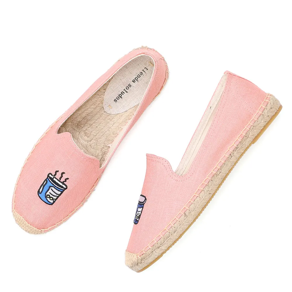 2022 Women's Espadrilles Summer Mujer Fashion Hot Sale Real Sapatos Flat Shoes Lazy's Hard-wearing Rubber Embroider Harajuku