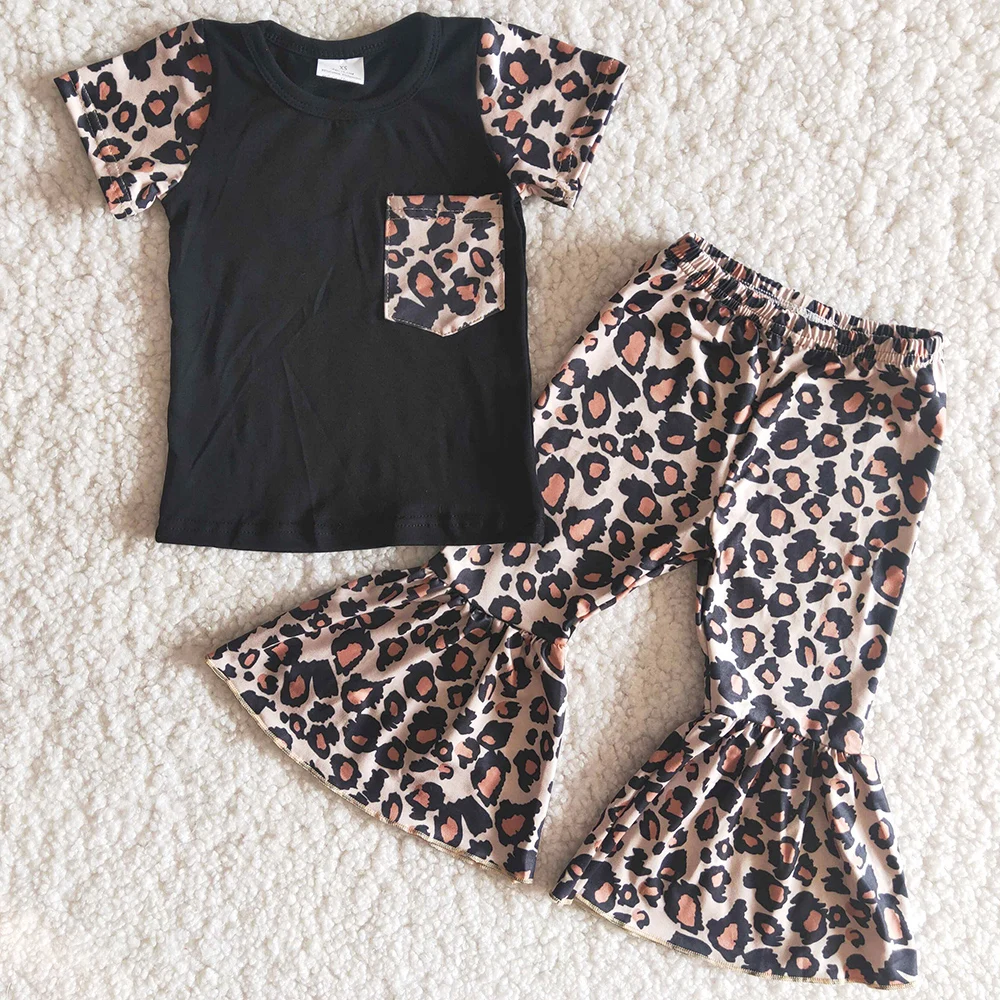 

Hot Sale Kids Clothes Girls Top And Bells Set Fashion Leopard Baby Girls Clothes Outfits High Quality Wholesale Children Clothes