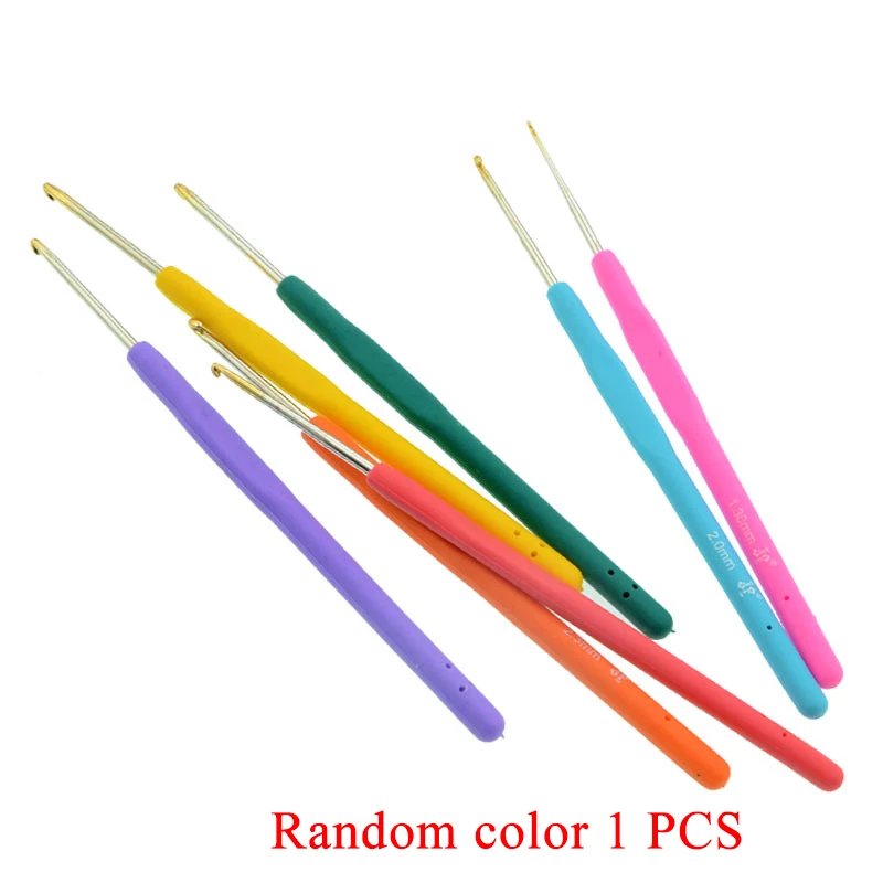 1pcs Small Lace Crochet Hooks 0.9-2.5mm TPR Soft Rubber Handle Knitting Needles Handle Weave Yarn DIY Sewing Tools Random Color