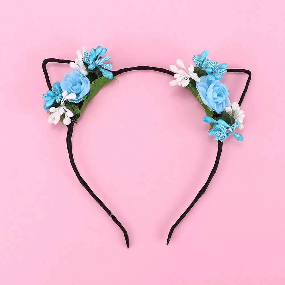 1pc Lovely Hair Hoop Headwear Fashion Children Girls Cute Rose Flower Cloth Headband Cat Ear Headband Hair Bands