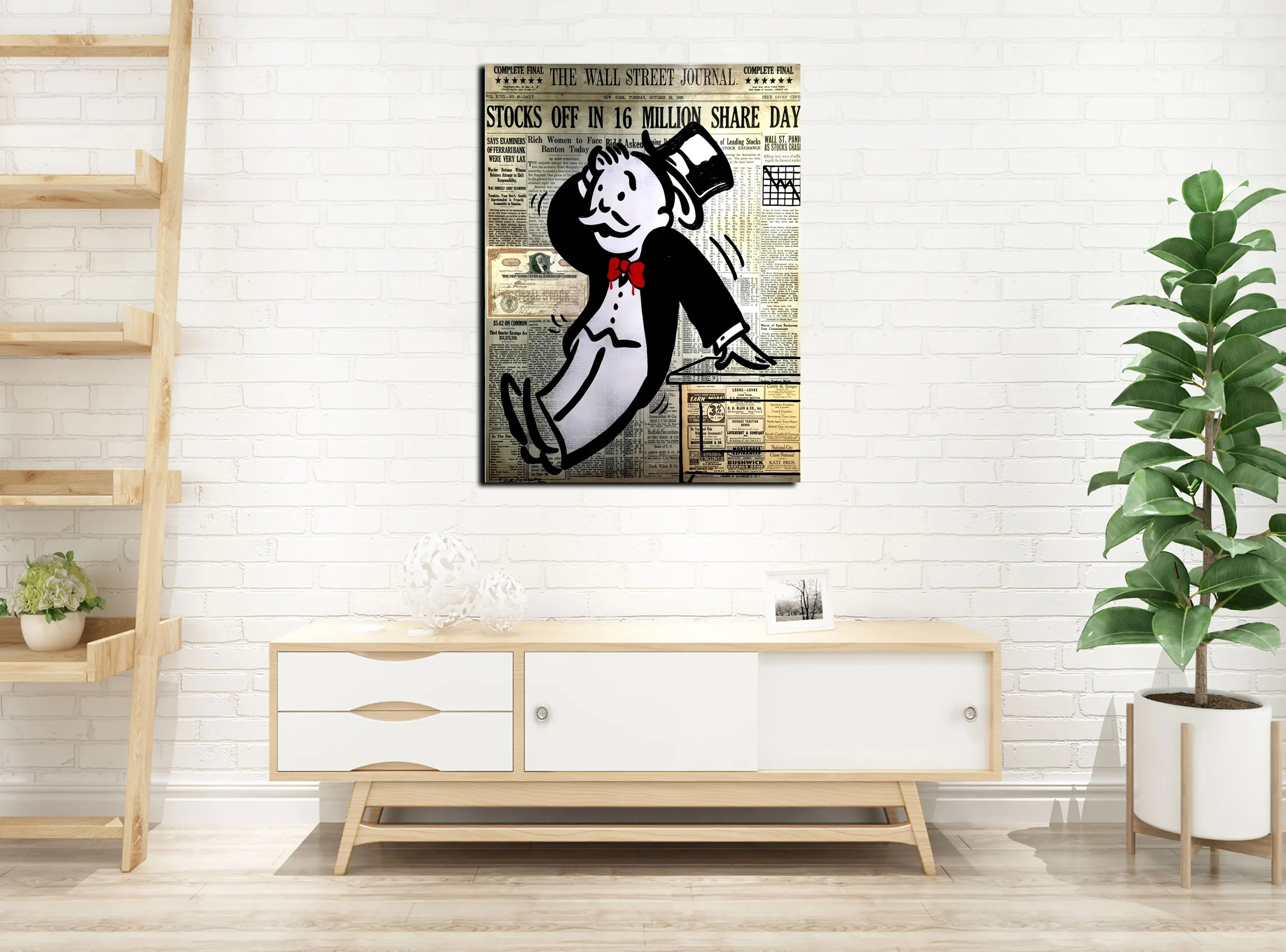 HD Print Alec Monopoly Oil Painting Home Decor Wall Art on Canvas Wall Street Jitters Canvas Printings Canvas Painting - view 3
